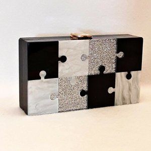 Puzzle Case Acrylic Purse Clutch Case Shoulder Cro